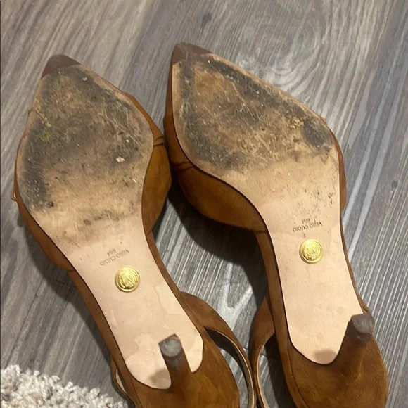 Brown Pointed Toe Slingback Heels - Picture 2 of 2